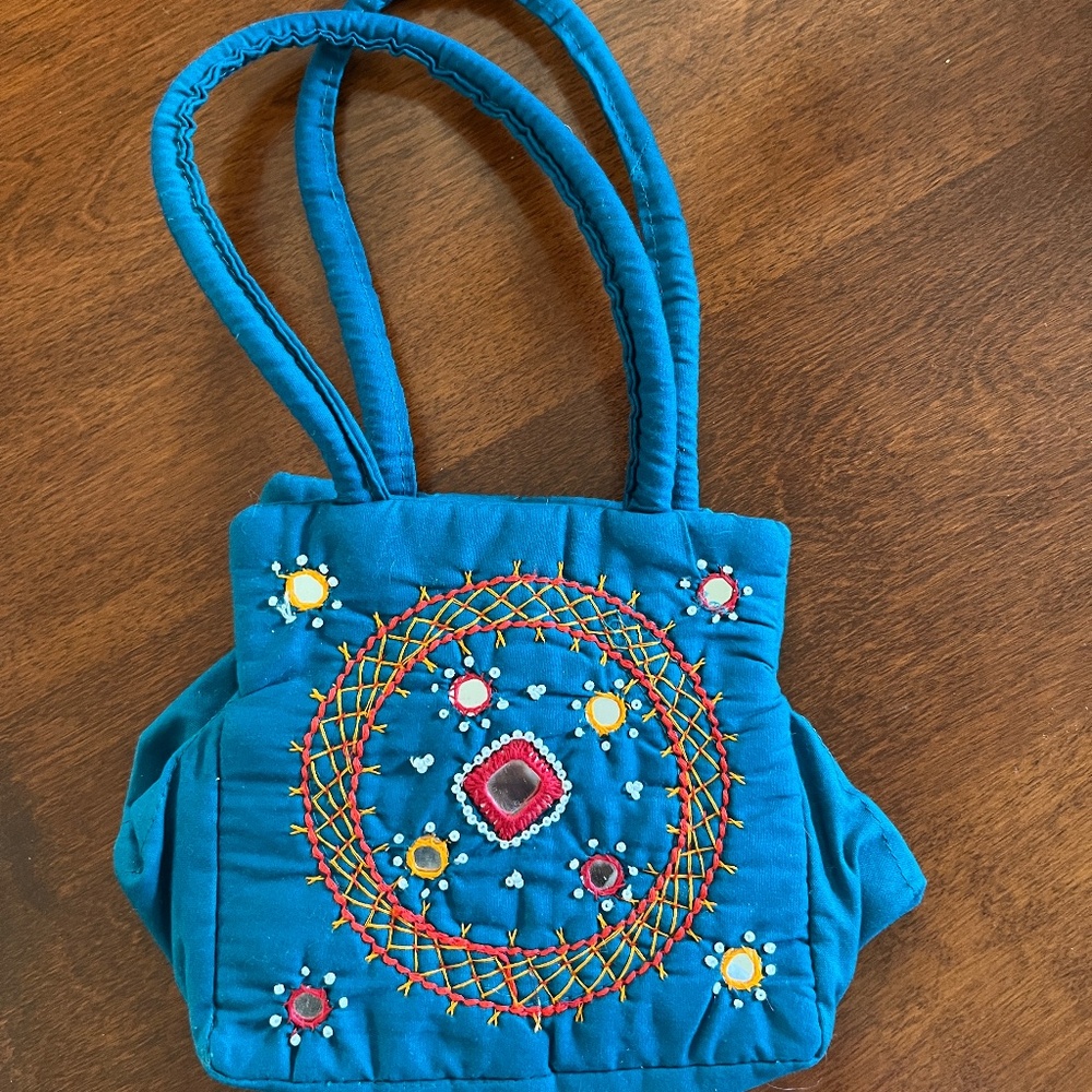 Boho style Teal mirrored purse